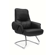 AR-C107L-V Кресло кожа+экокожа, полозья хром обивка чёрный PW8616/K61-5