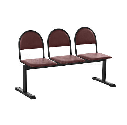 ТРОЙКА СМ91-03 Многоместная секция иск.кожа,каркас металл бордовый К-12 черный