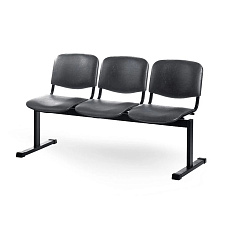 ТРИО СМ82/2-03 Многоместная секция обивка черный К-01, каркас черный RAL 9005