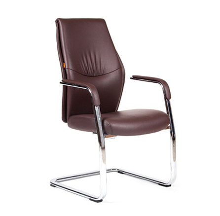 VISTA V Кресло экопремиум, полозья хром обивка коричневый brown, каркас хром 6110083
