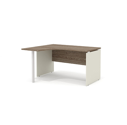 R-3.2L + ЮЗ-737 Эргономичный стол левый с опорой Rio Base дуб Верцаска/беж