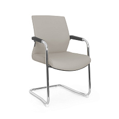 LF0-PY29-2 Кресло экокожа, полозья хром обивка серо-бежевый TN-04