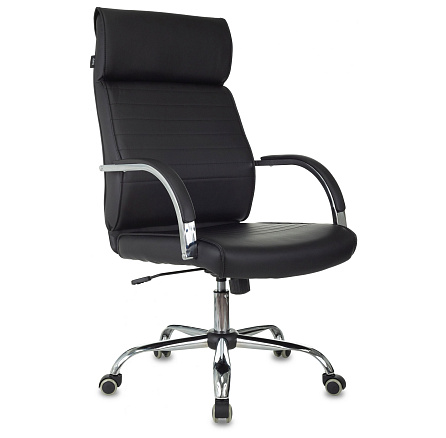 T-8010SL Кресло экокожа, крестовина металл хром, обивка черный, ID1075598