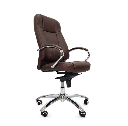 RT-090 Кресло экокожа, крестовина хром мультиблок обивка коричневый 67