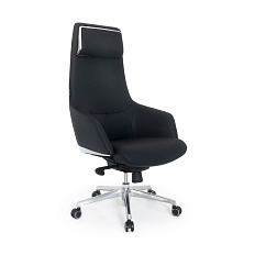 LF0-PY23 Кресло кожа,механизм мультиблок, крестовина полирован.алюминий обивка черный 756-02