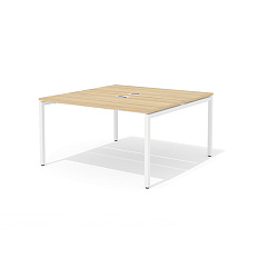 RM-3.1 (x2) + F-45 Сдвоенный стол прямой с люком на металлокаркасе Rio Project швейцарский вяз / белый