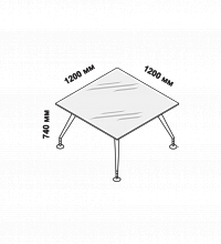 156421 Стол для переговоров квадратный со стеклянной столешницей