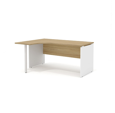 R-2.2L + ЮЗ-737 Эргономичный стол левый с опорой Rio Base швейцарский вяз/белый