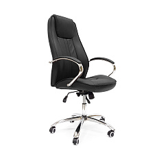 RT-369 Кресло экокожа, крестовина хром Топ Ган Люкс обивка черный 40