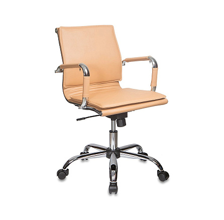 CH-993-Low Кресло для руководителей экокожа светло-коричневый camel, крестовина хром, ID664070