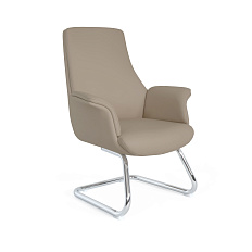MB-613BS Кресло кожа/экокожа, полозья хром, обивка тёмно-бежевый К35/PU35