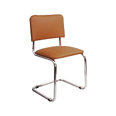 СИЛЬВИЯ Стул иск. кожа, полозья хром обивка оранжевый V-33, каркас хром