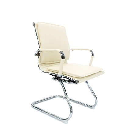 RT-07S-N Кресло экокожа, полозья хром обивка светло-бежевый 70-5