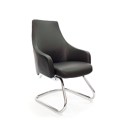 AR-C106-V Кресло кожа+экокожа, полозья хром обивка чёрный PW8616/K61-5