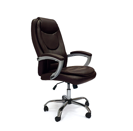 GY-8007 Кресло экокожа+кожзам, крестовина хром, механизм Топ Ган обивка коричневый