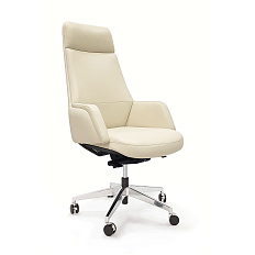 AR-C107-H Кресло кожа+экокожа,крест.полиров.алюминий обивка бежевый PW8621/K61-6