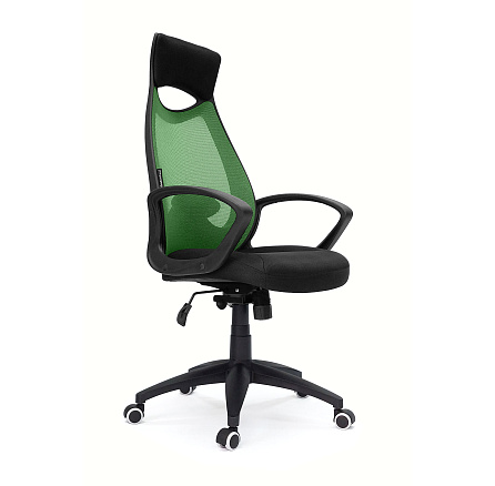 YH-6060N Кресло сетка, крестовина пластик обивка зеленый, каркас чёрный