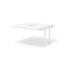 RM-3.1 (x2) + F-61 Промежуточный сдвоенный стол прямой с люком на металлокаркасе Rio Project белый