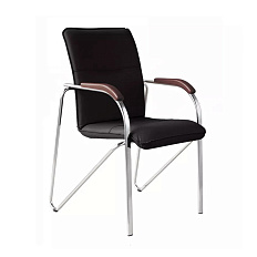 SAMBA Стул иск. кожа  хром черный V-14  темный орех 1.031