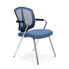 SK-230C-04 Стул сетка, каркас хром обивка синий DW-703/603
