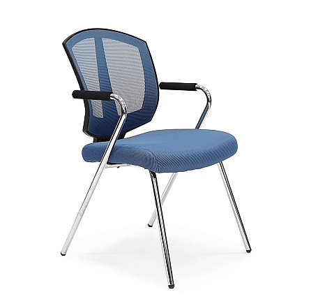 SK-230C-04 Стул сетка, каркас хром обивка синий DW-703/603