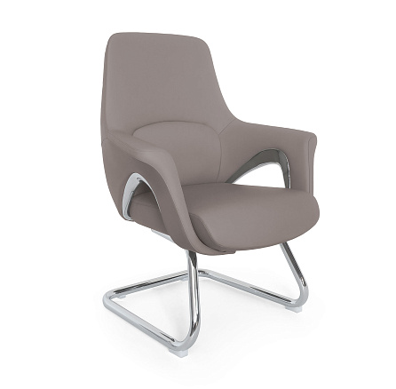 MB-636BS Кресло кожа/экокожа, полозья хром, обивка серо-бежевый К47/PU47