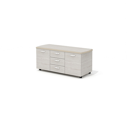 NT-32 Тумба сервисная мобильная 132x53x56,5 New.Tone дуб серебристый шпон (Италия) /стоун/1019