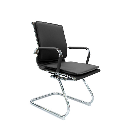 RT-07S-N Кресло экокожа, полозья хром обивка черный 40