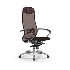 S-1 Samurai Кресло сетка/экокожа  Infinity Easy Clean, обивка темно-коричневый 4.2.1.49