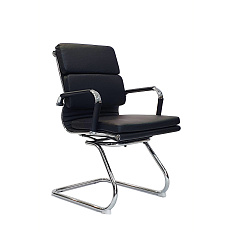 RT-08BS Кресло экокожа, полозья хром обивка черный 40