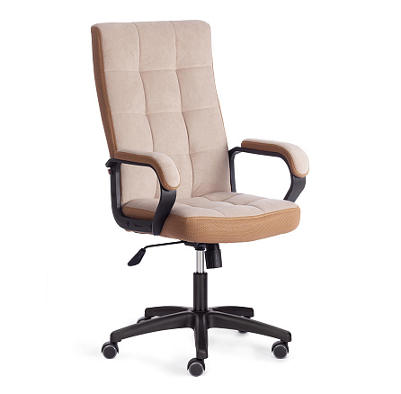 TRENDY (22) Кресло флок/ткань бежевый/бронза, 7/TW-21, крестовина пластик черный, код 19521