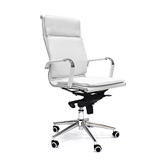 RT-06Q Кресло экокожа, крестовина хром мультиблок обивка белый 86