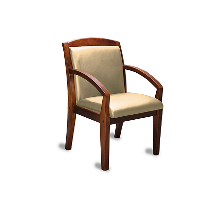 Congress Стул кожа, каркас дерево обивка бежевый, подлокотники темный орех