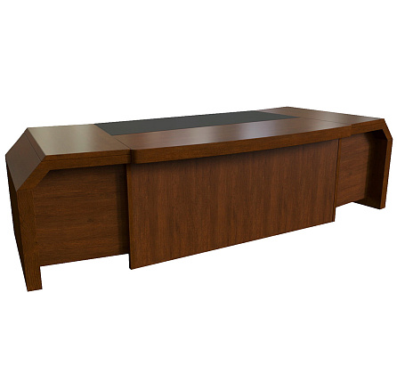 28101 Стол руководителя с кожаными вставками Kingston темный орех