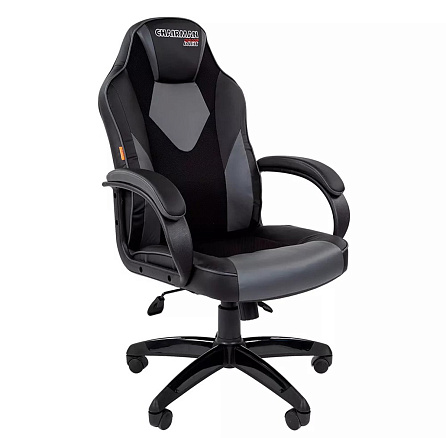 Game 17 Chairman Кресло экопремиум, крестовина пластик обивка черный/серый, ID07024558