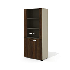 NT-47 Шкаф  88x46x204,5 Ньютон / New.Tone орех Ондо шпон (Италия) /стекло тонированное серое