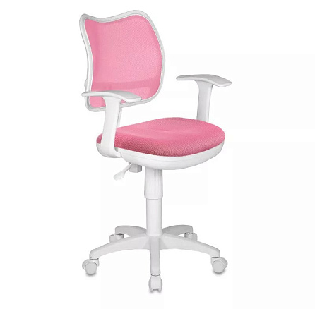 CH-W797 Кресло сетка/ткань, пластик обивка розовый TW-06A/TW-13A, каркас белый ID 664135