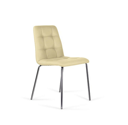 Чико CH 4L BOX2 Стул экокожа желто-бежевый S-0415, каркас хром