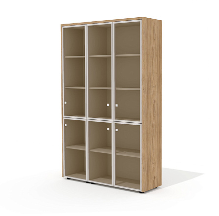 Шкаф для документов со стеклом (комплектация 33) 123,6х37х200,8 Рио Директ / Rio Direct  вяз швейцар