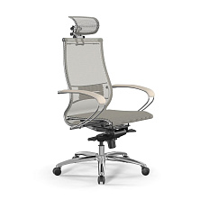 S-2 Samurai Кресло сетка/экокожа  Infinity Easy Clean, обивка молочный 19.2.15.49 