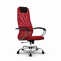 SU-BK-8 (SU-BK131-8) Кресло сетка,крест.хром обивка красный/красный, каркас хром CH (Ch3)
