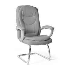 GY-6001 Кресло экокожа+кожзам, полозья хром обивка серый