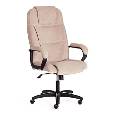 BERGAMO (22) Кресло ткань, крестовина пластик обивка бежевый флок 7, каркас черный, код 19359