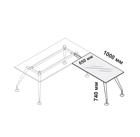 156413 Приставка стеклянная правая или левая для письменного стола Enosi Белый LS (68)