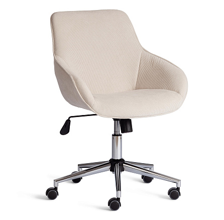 DUBLIN Кресло ткань вельвет молочный, крестовина хром, код 24324