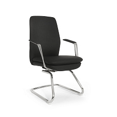 LF0-PY51-2 Кресло экокожа, полозья хром обивка черный DL105-45