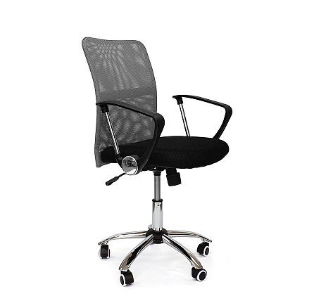 RT-588 Кресло сетка, крестовина хром, ТопГан обивка серый