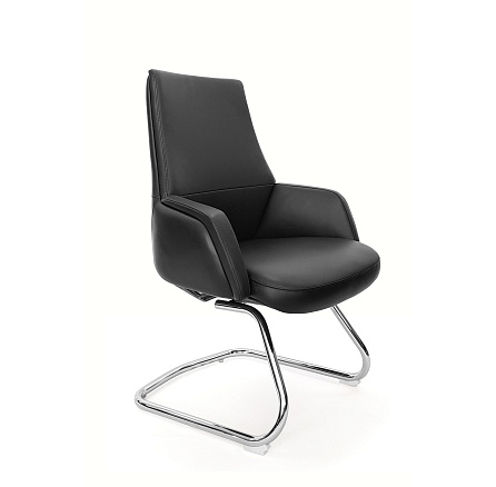 AR-C107-V Кресло кожа+экокожа, полозья хром обивка чёрный PW8616/K61-5