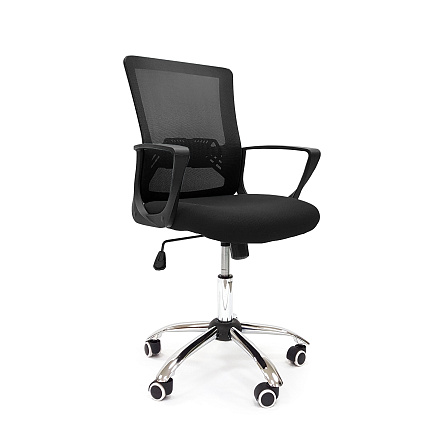 RT-2005 Кресло сетка, крестовина хром, ТопГан обивка черный