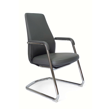 AR-C1802-V Кресло кожа+экокожа, полозья хром обивка темно-серый PW8628/K61-3